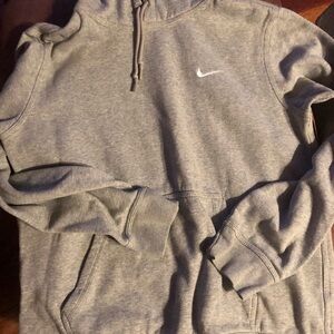 Nike Heather Gray Pullover Hoodie with White Swoosh Tag